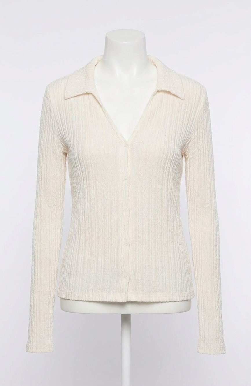 NEW SANCTUARY button down textured top in chalk